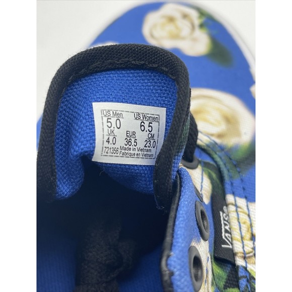 Vans Floral Lapis Blue Low Top Skate Shoes Men Size 5 Women 6.5 721356 - Picture 6 of 7